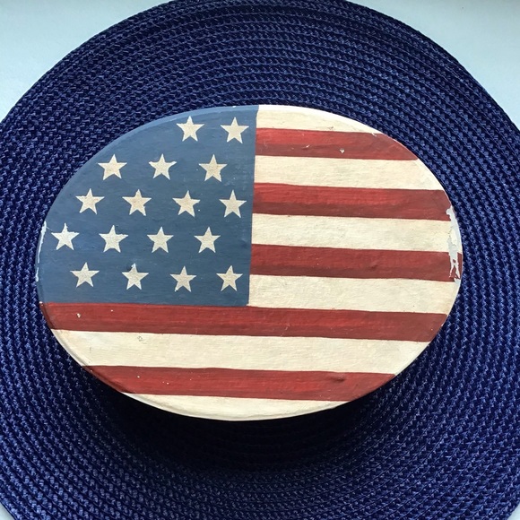 🇺🇸Vintage Rustic Stars & Stripes Patriotic Oval Box - Picture 2 of 9